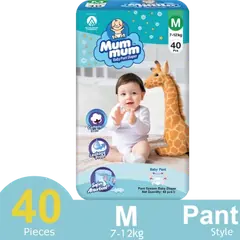 Mum Mum Baby Diaper Pant (M-Size) (7-12 KG) (40 Pcs) - 8941153400823 - Rokomari